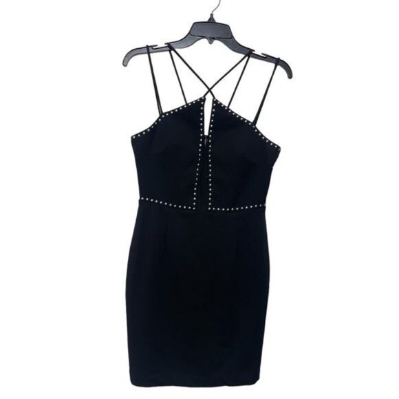 XSCAPE Cocktail Studded Bodycom Mini Dress in Black Size 6 - Picture 4 of 11